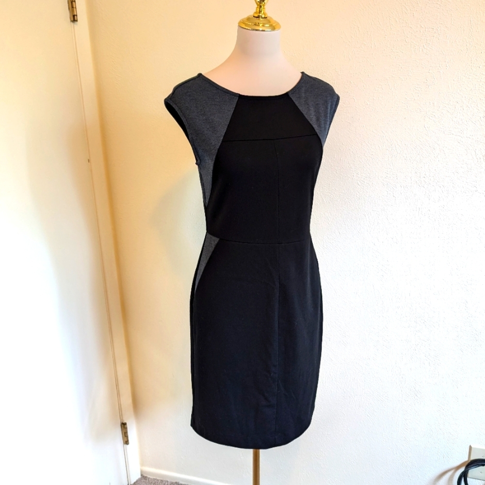 Black/gray fitted mid dress from Banana Republic